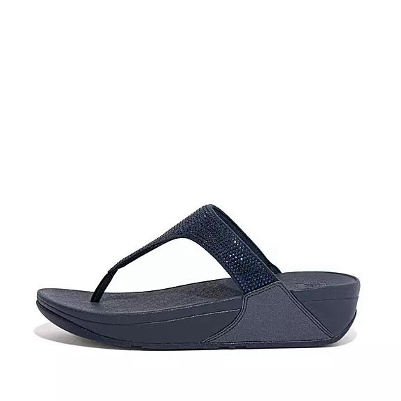 FitFlop Dámská Toe Post Sandály Tmavě Blankyt - LULU Crystal CZ-714329